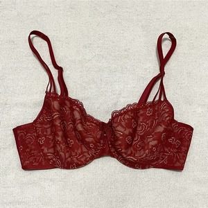 Soma Enticing Lift Full Coverage Bra Size 34C Red Lace Unlined Underwire